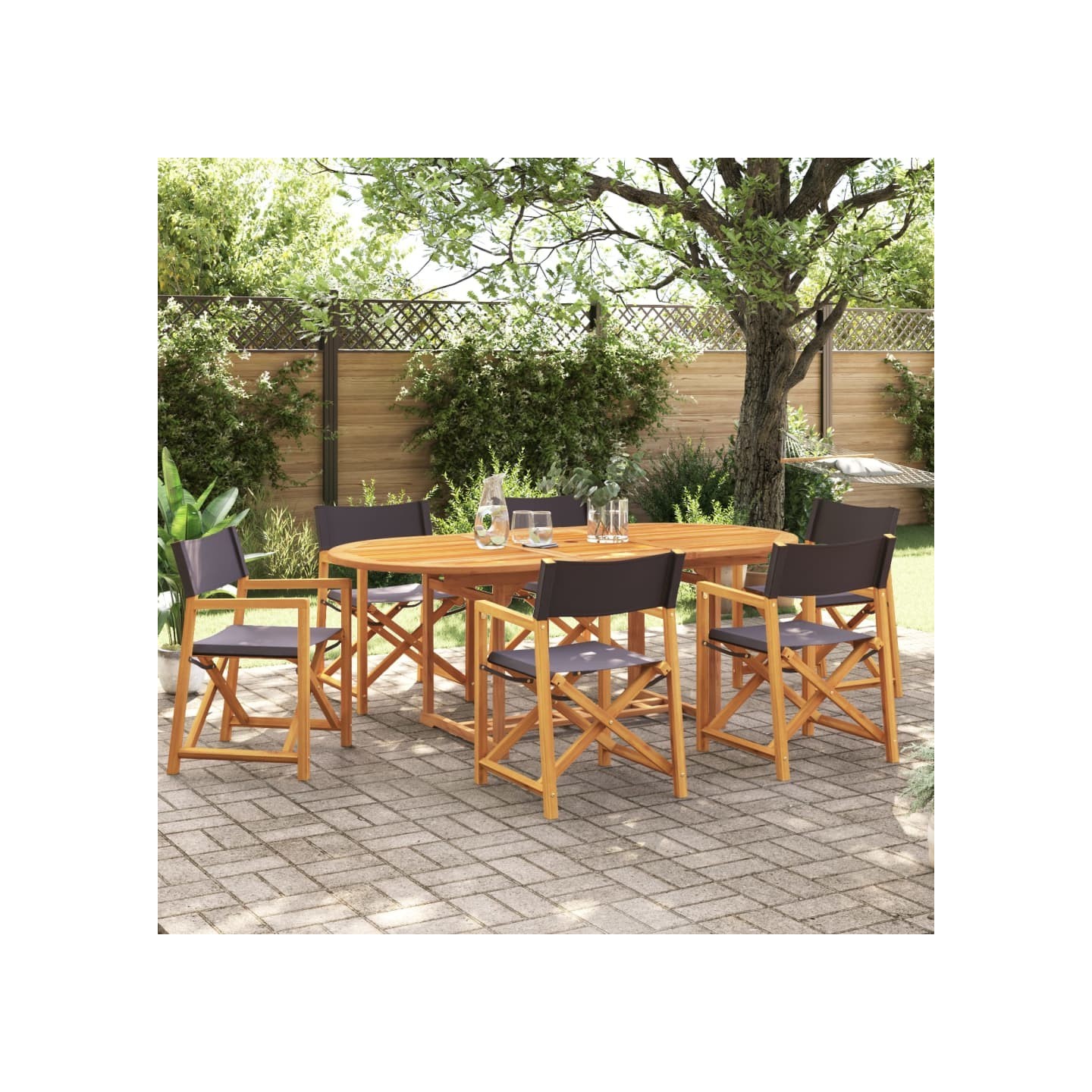6 chaises pliantes en tissu gris foncé