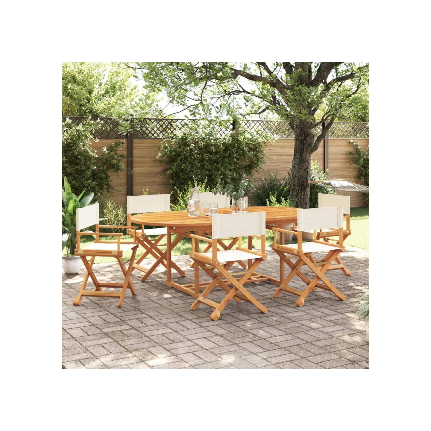6 chaises pliantes en tissu blanc crème