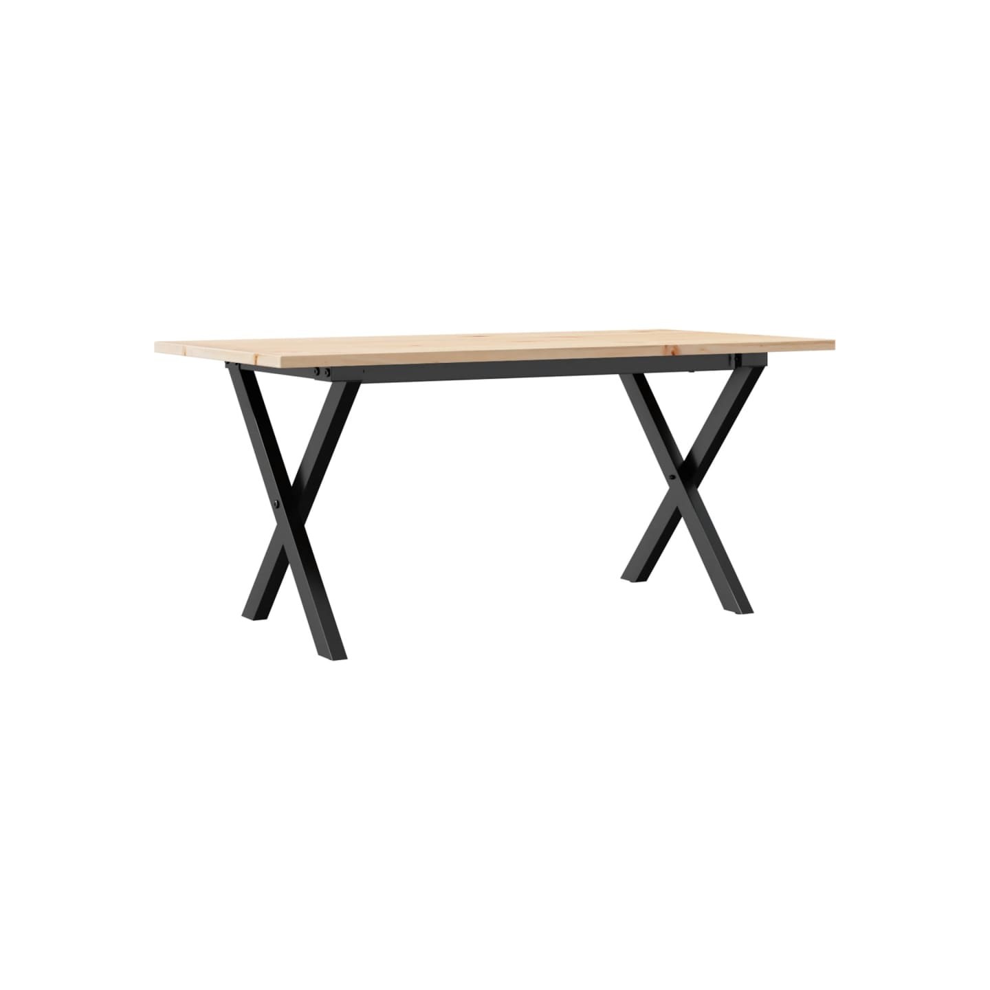 Table basse cadre en X 90x40x45 cm bois de pin massif et acier