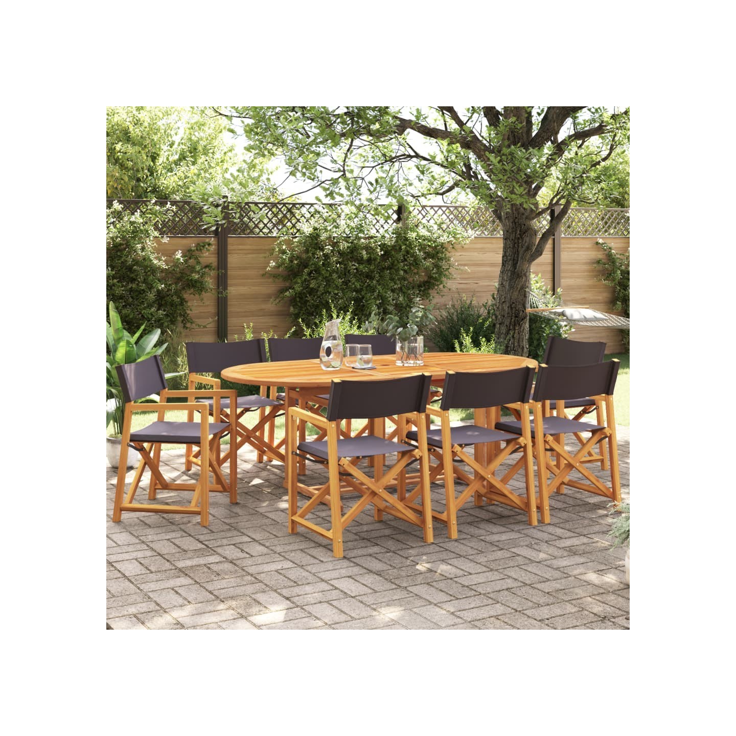 8 chaises pliantes en tissu gris foncé