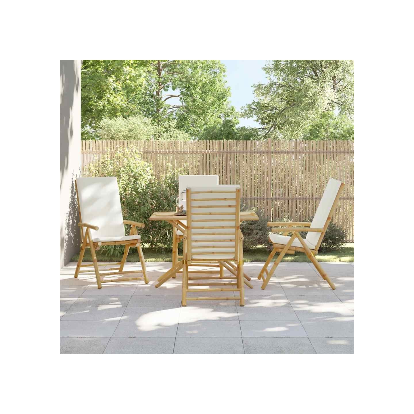 Chaises inclinables de jardin pliantes lot de 4 coussins bambou