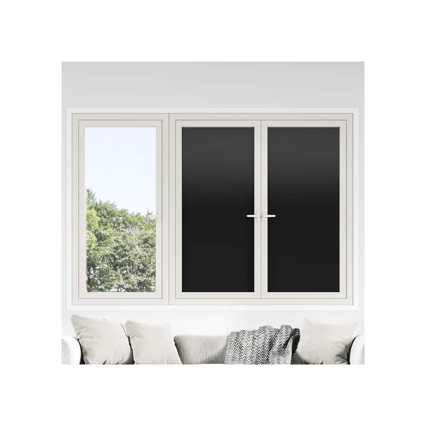 Films pour fenêtre 3 pcs statique dépoli noir PVC
