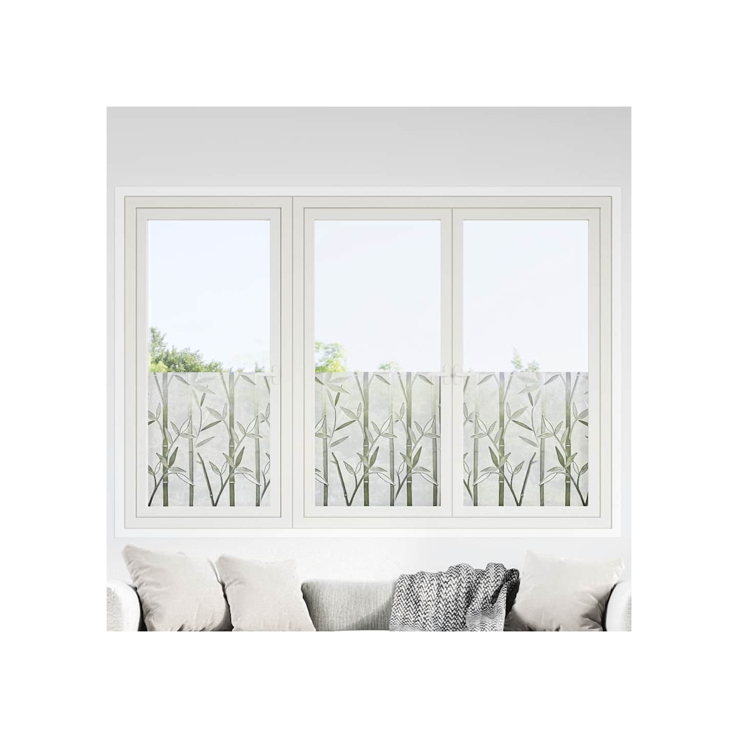 Films pour fenêtre 2 pcs dépoli motif de bambou PVC