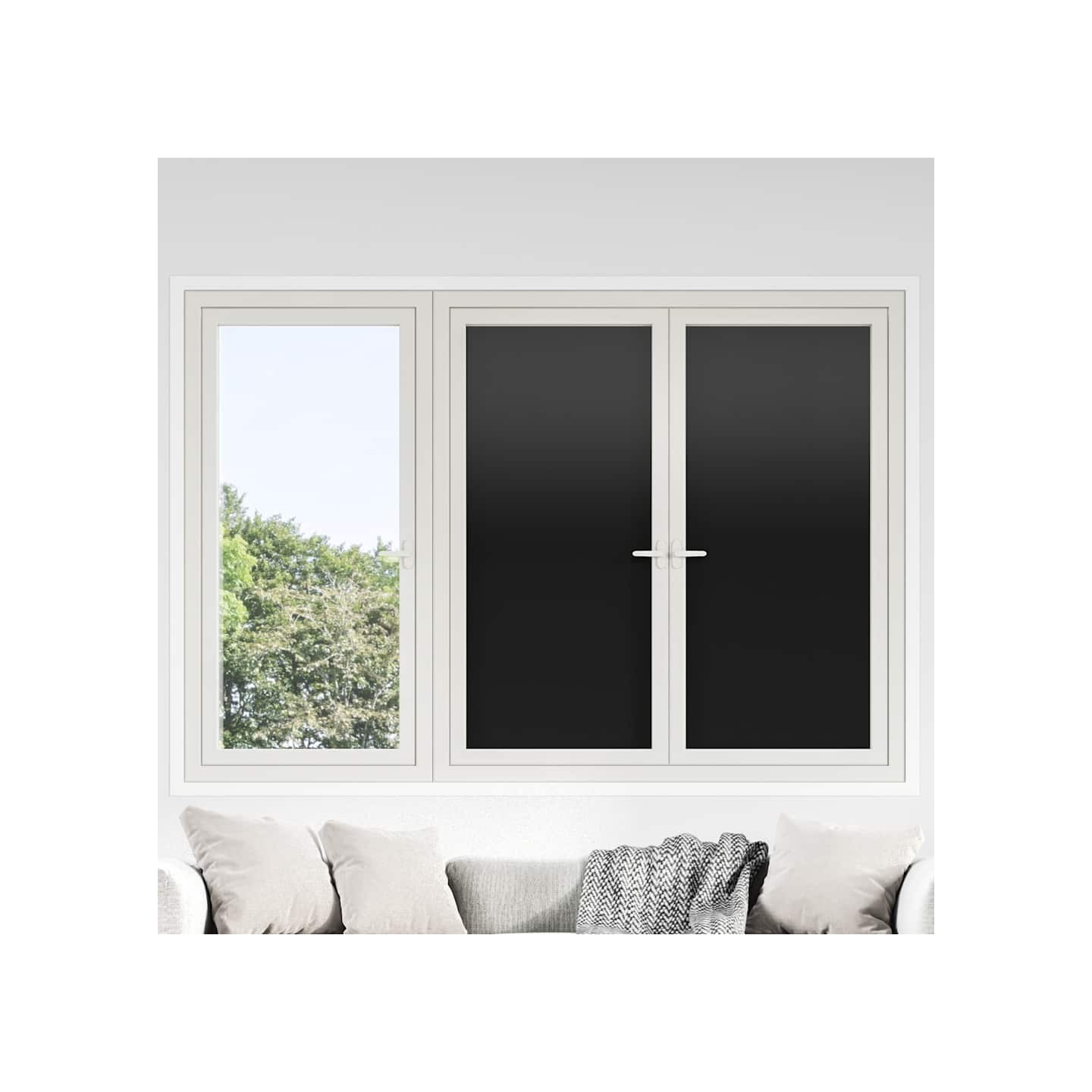 Films pour fenêtre 3 pcs statique dépoli noir PVC