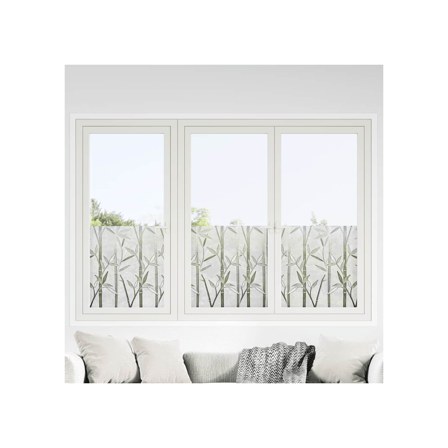 Films pour fenêtre 2 pcs dépoli motif de bambou PVC