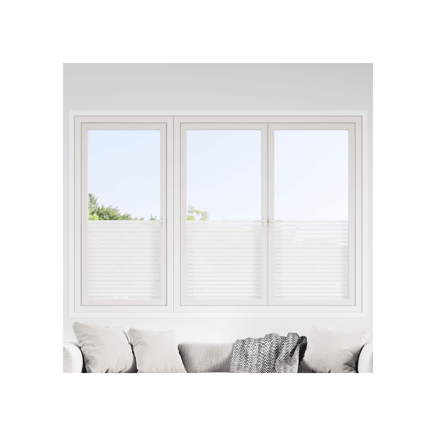 Films pour fenêtre 2 pcs dépoli motif à rayures PVC