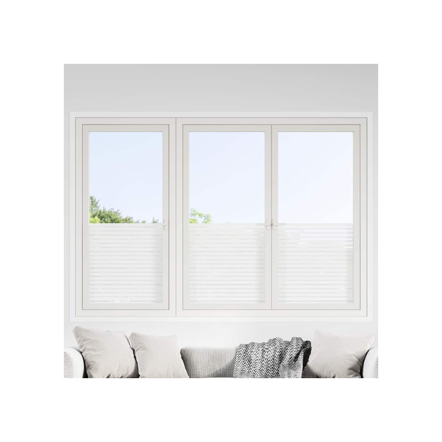 Films pour fenêtre 4 pcs dépoli motif à rayures PVC