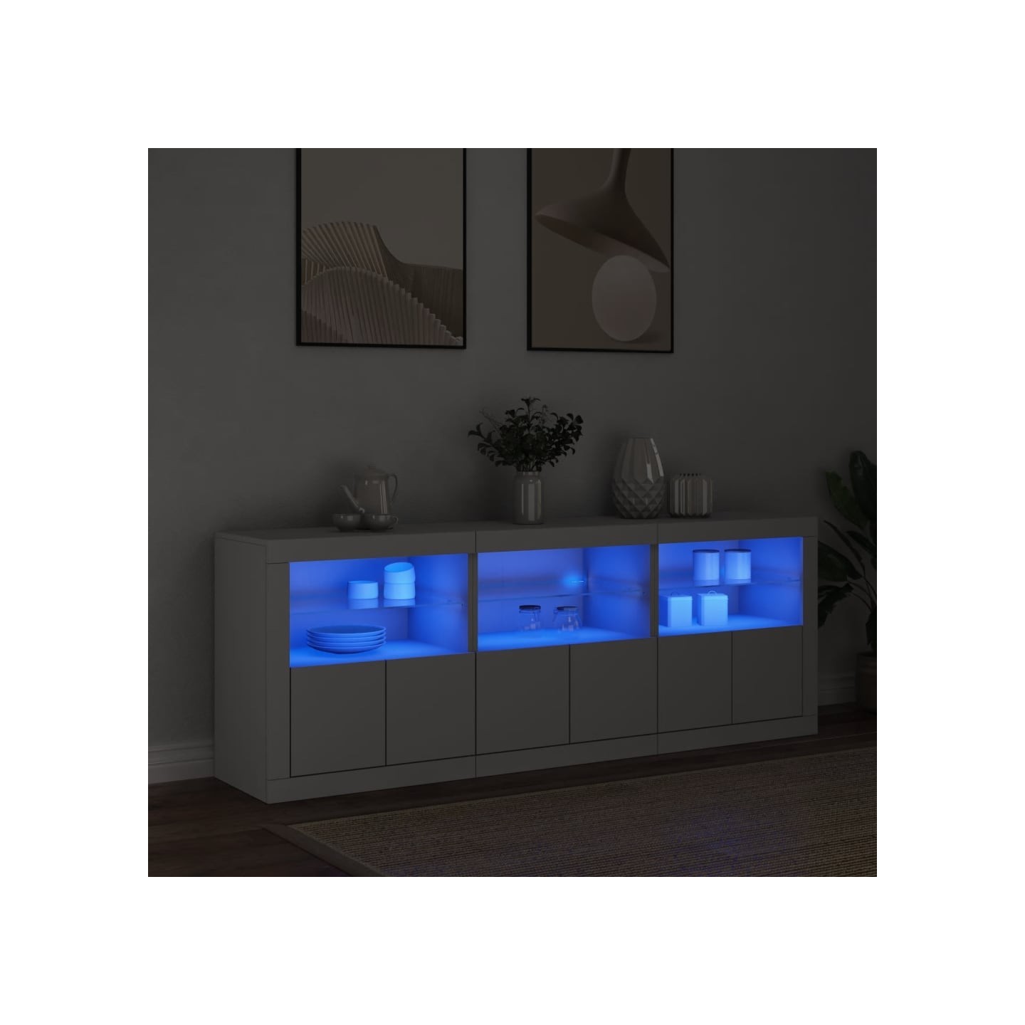Buffet avec lumières LED blanc 181,5x37x67 cm
