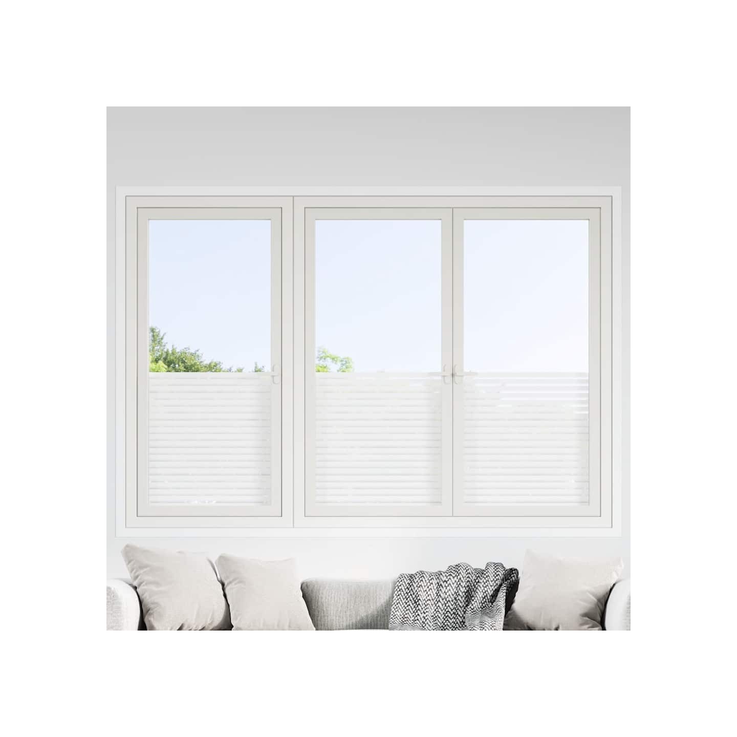 Films pour fenêtre 4 pcs dépoli motif à rayures PVC
