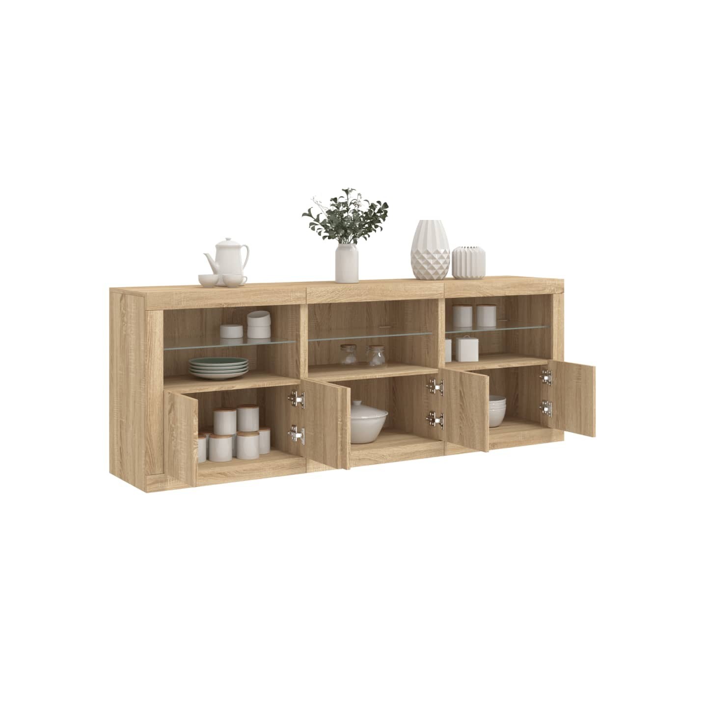 Buffet avec lumières LED chêne sonoma 181,5x37x67 cm