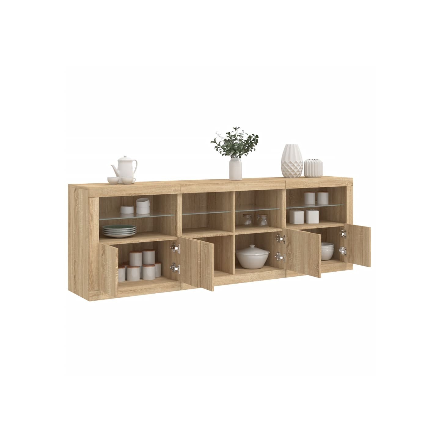 Buffet avec lumières LED chêne sonoma 202x37x67 cm