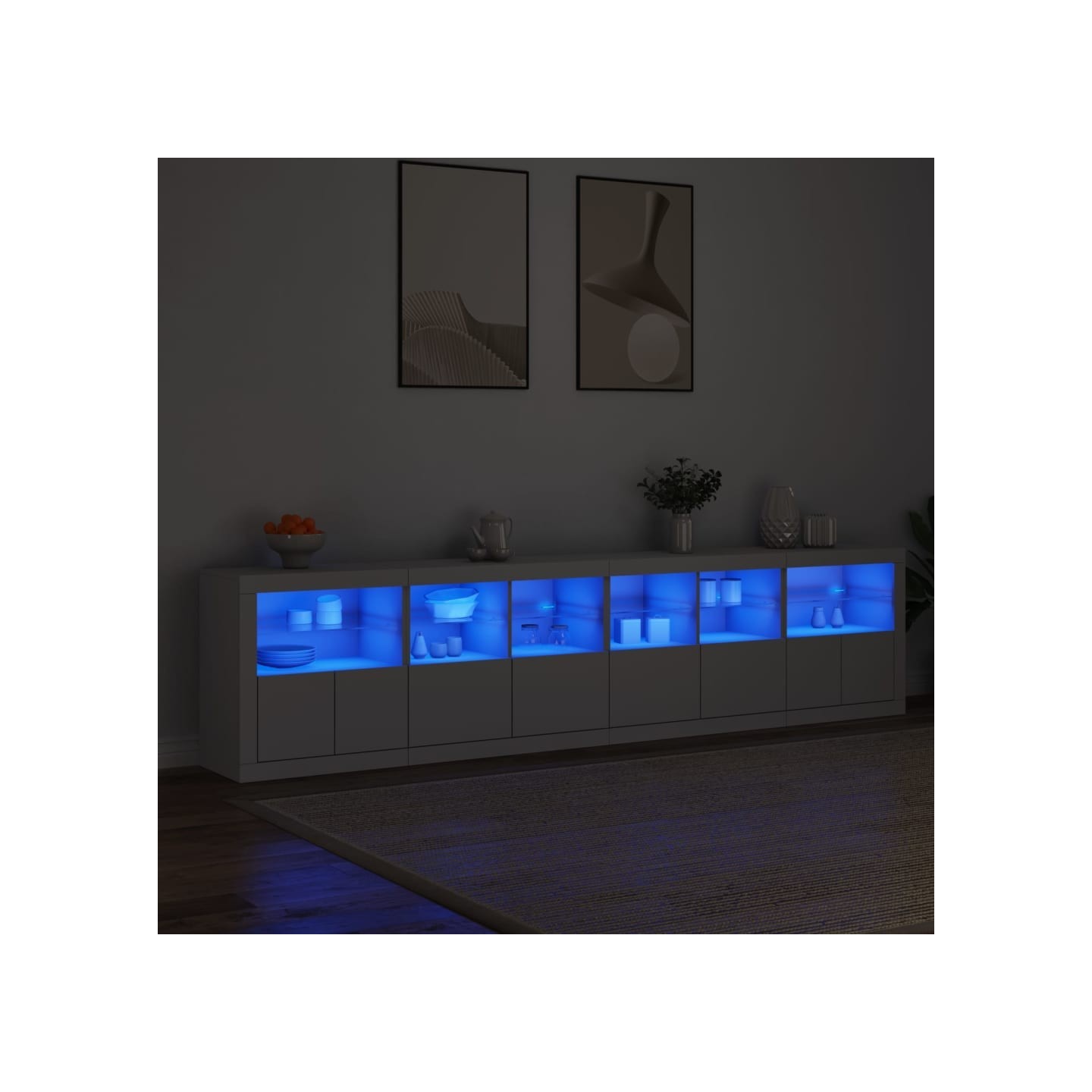 Buffet avec lumières LED blanc 283x37x67 cm