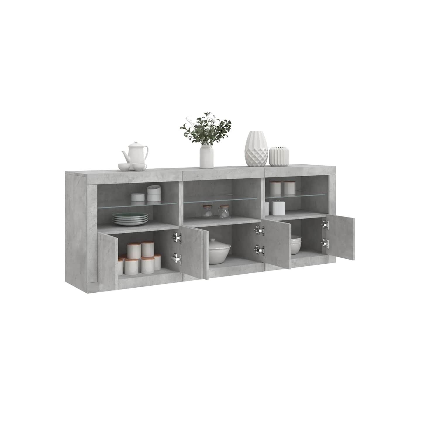 Buffet avec lumières LED gris béton 181,5x37x67 cm