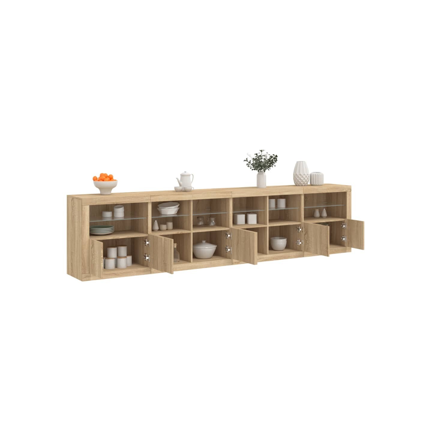 Buffet avec lumières LED chêne sonoma 283x37x67 cm