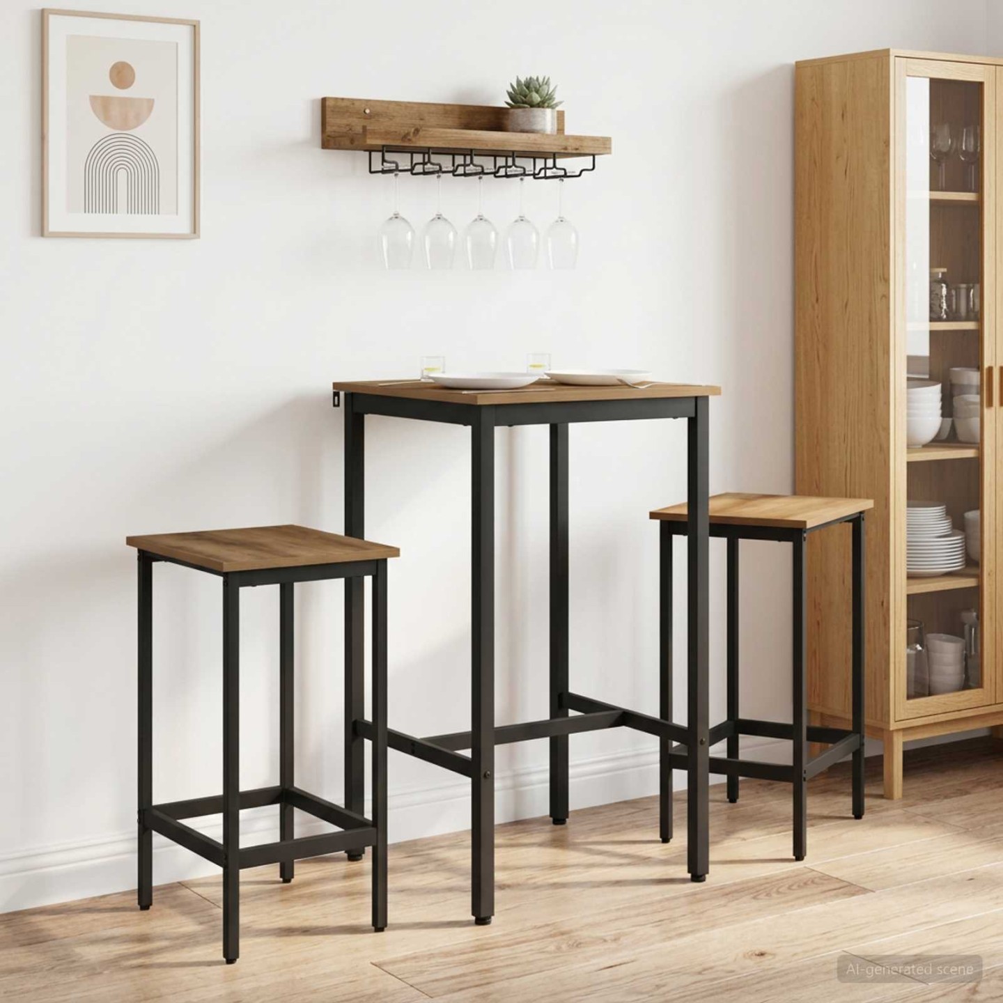Table de bar 52 x 52 x 90 cm Bois d'ingénierie Chêne artisanal