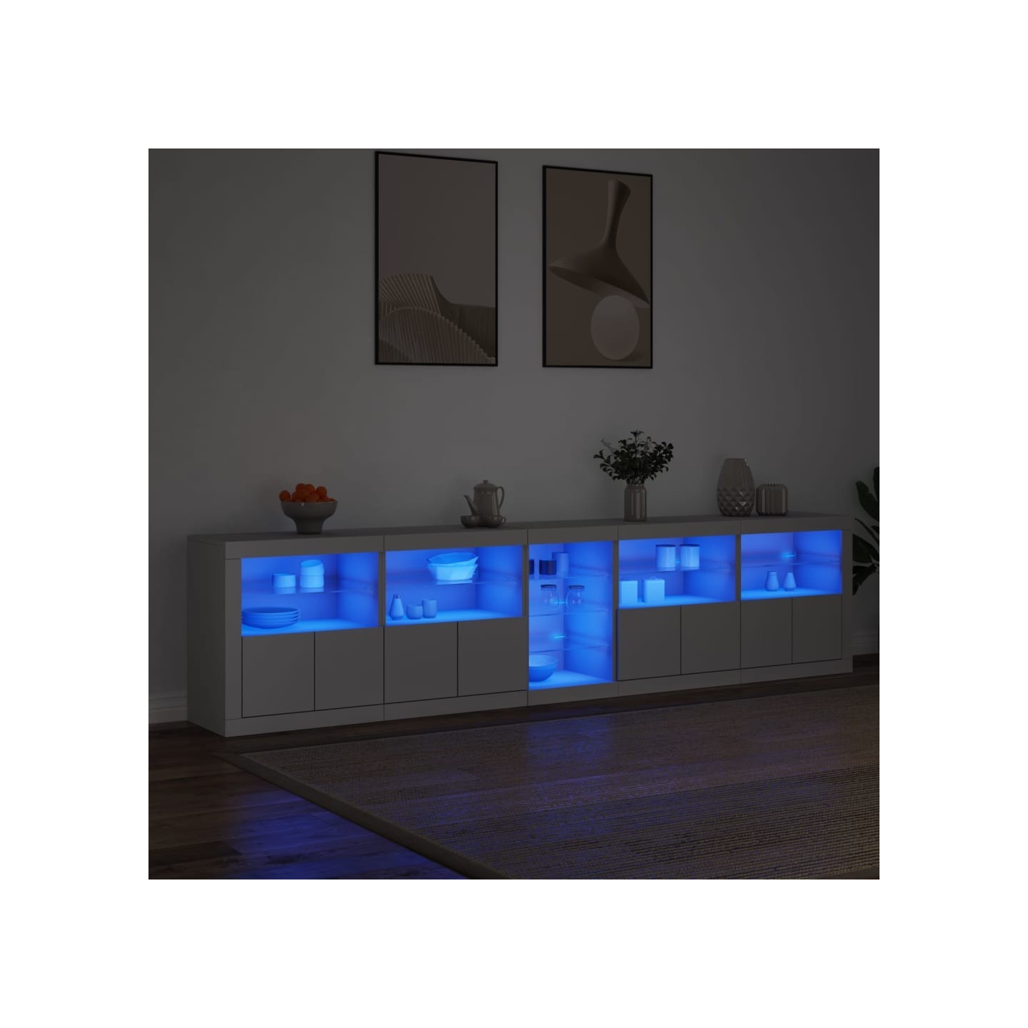 Buffet avec lumières LED blanc 283x37x67 cm