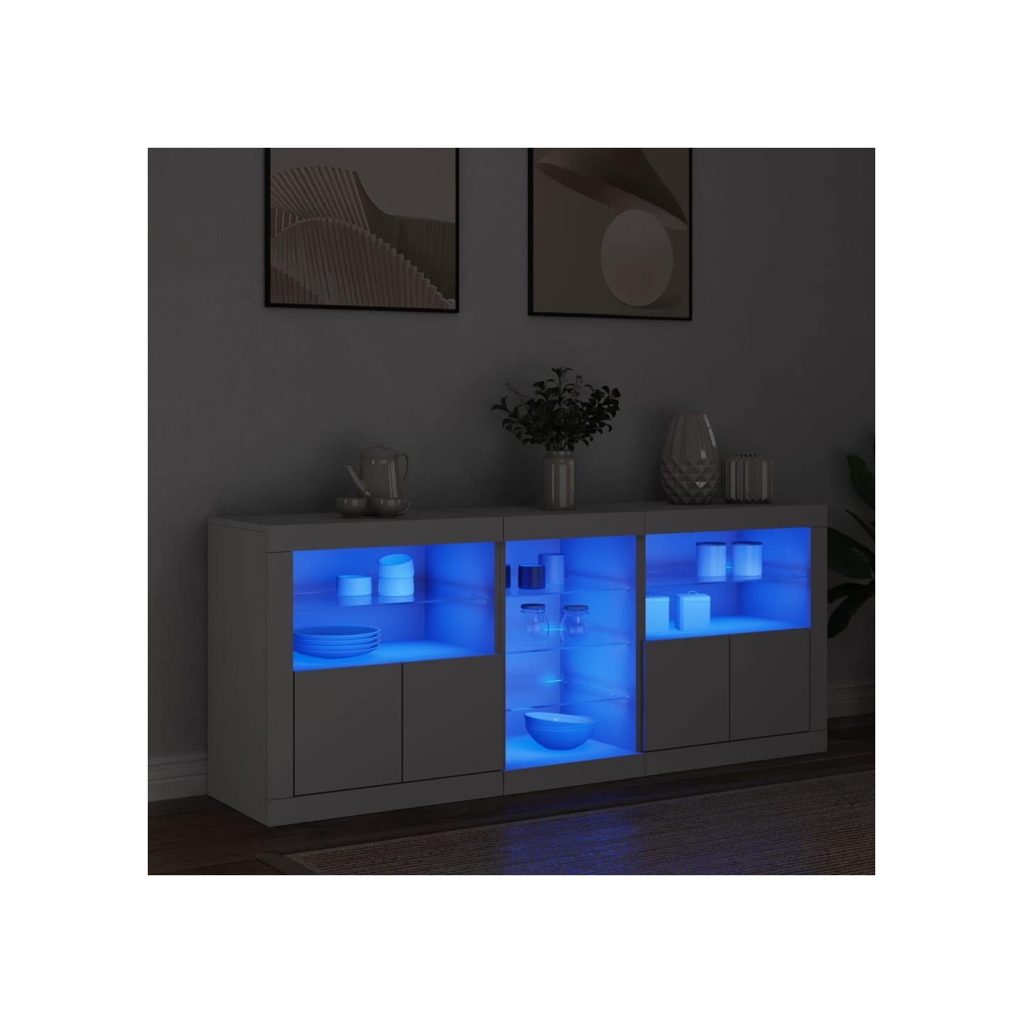 Buffet avec lumières LED blanc 162x37x67 cm