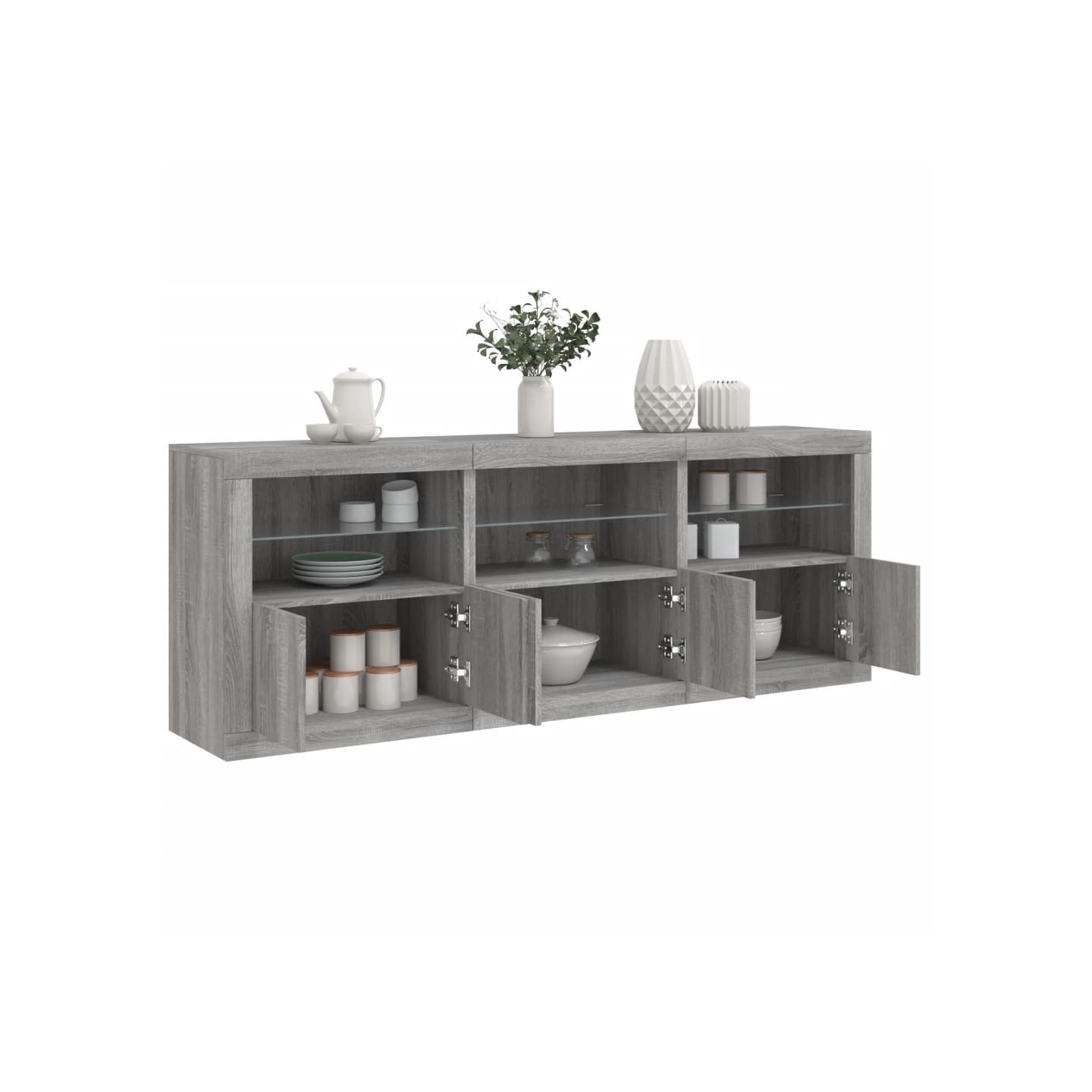 Buffet avec lumières LED sonoma gris 181,5x37x67 cm