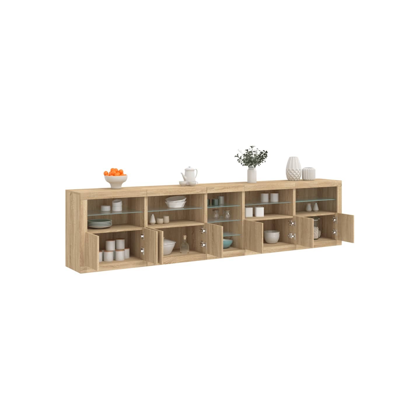 Buffet avec lumières LED chêne sonoma 283x37x67 cm