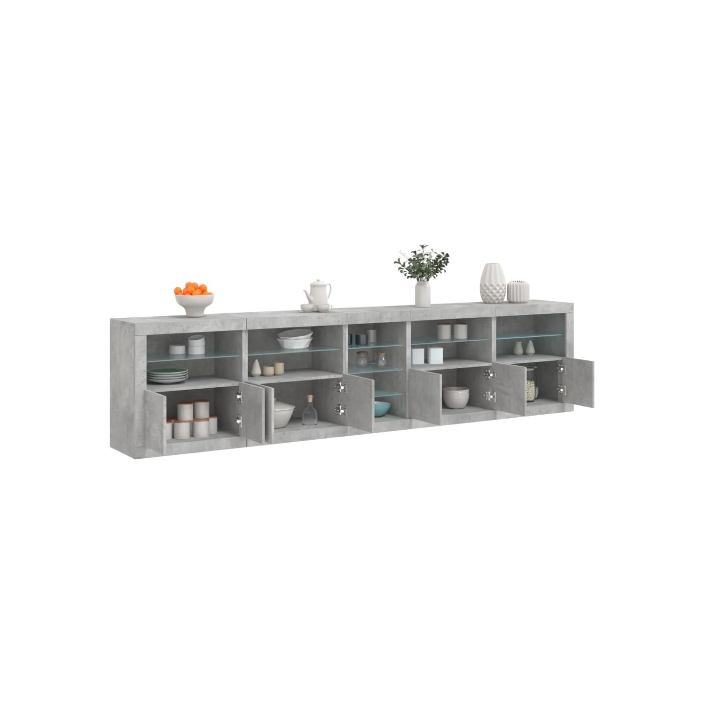 Buffet avec lumières LED gris béton 283x37x67 cm