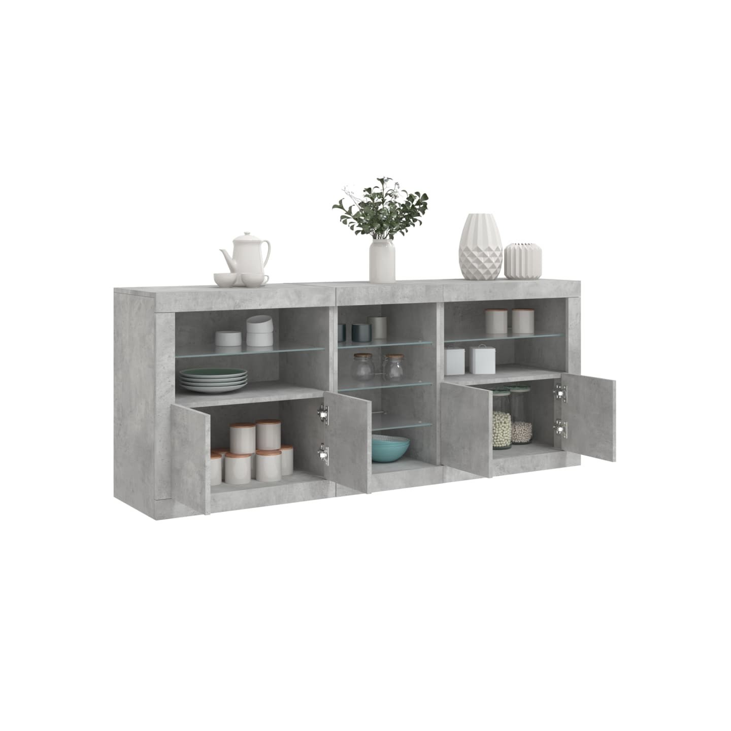 Buffet avec lumières LED gris béton 181,5x37x67 cm