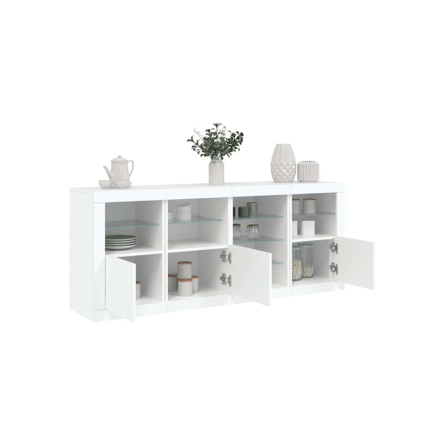 Buffet avec lumières LED blanc 164x37x67 cm
