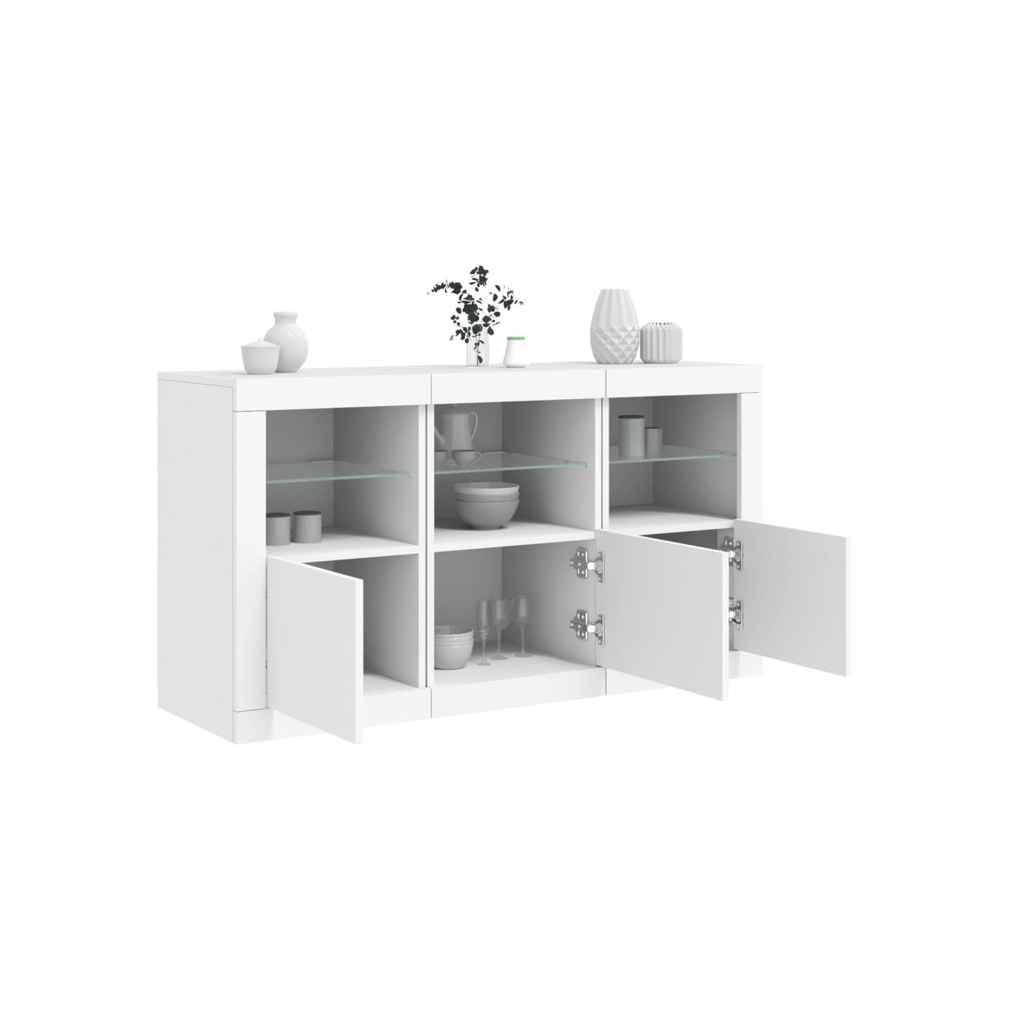 Buffet avec lumières LED blanc 123x37x67 cm