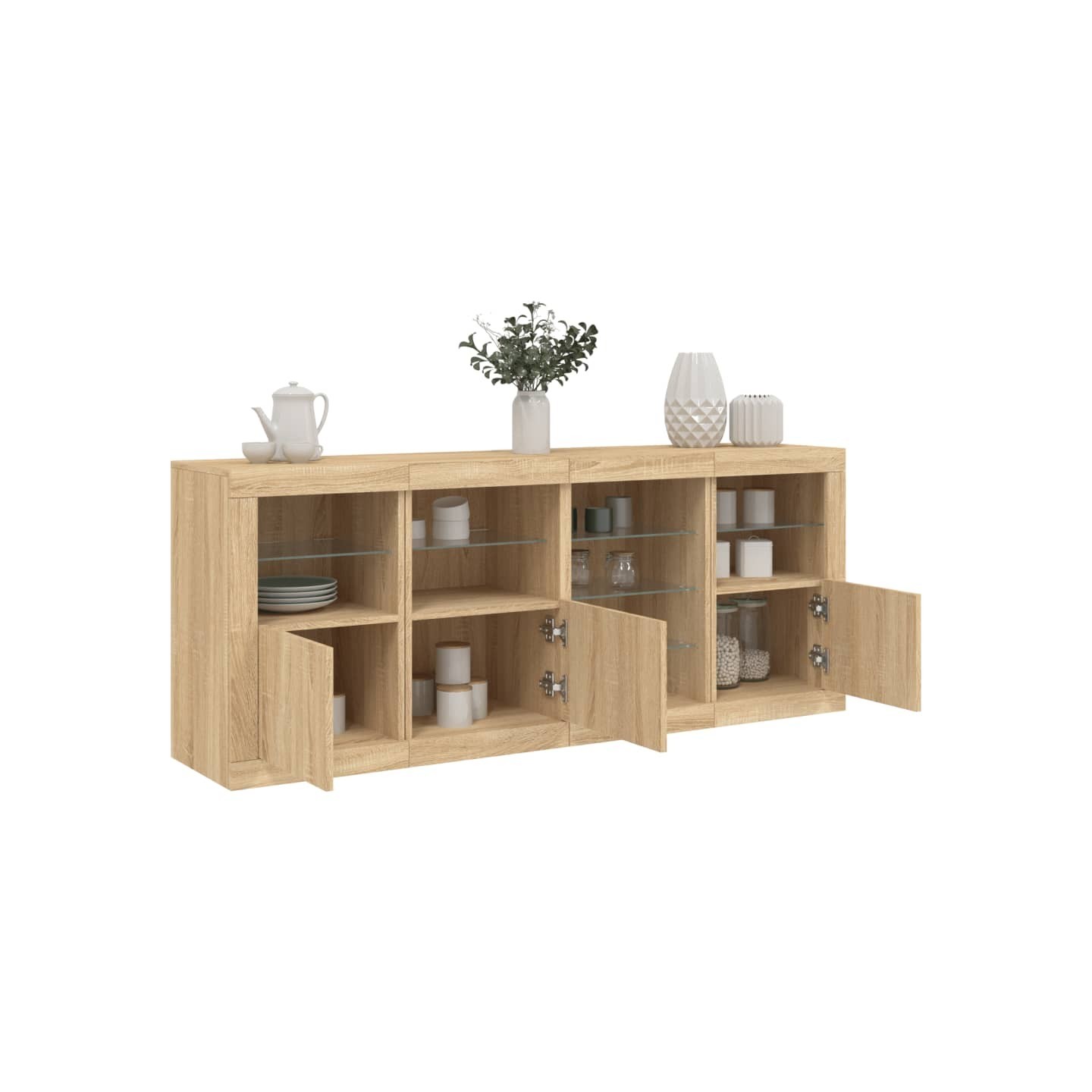 Buffet avec lumières LED chêne sonoma 164x37x67 cm