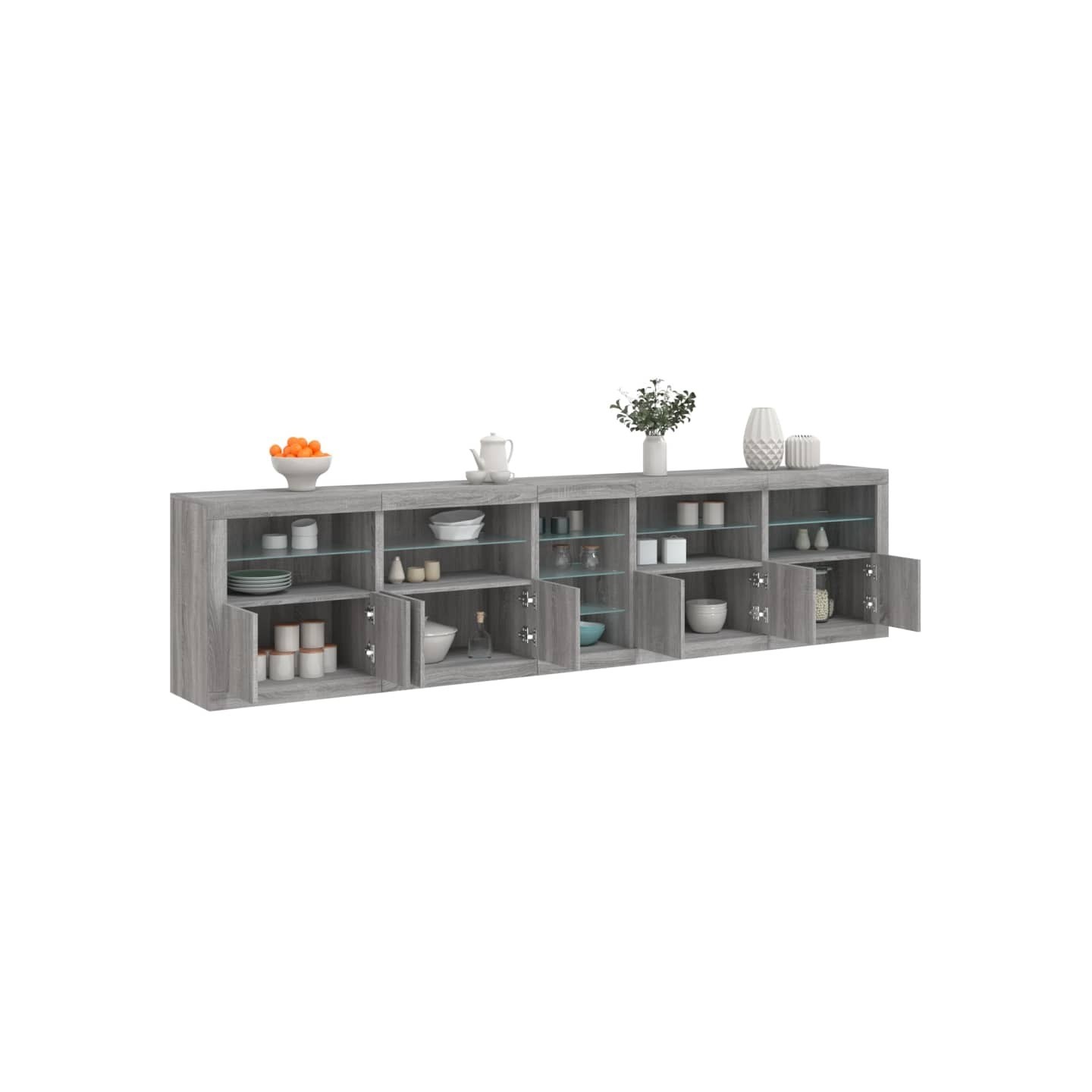 Buffet avec lumières LED sonoma gris 283x37x67 cm