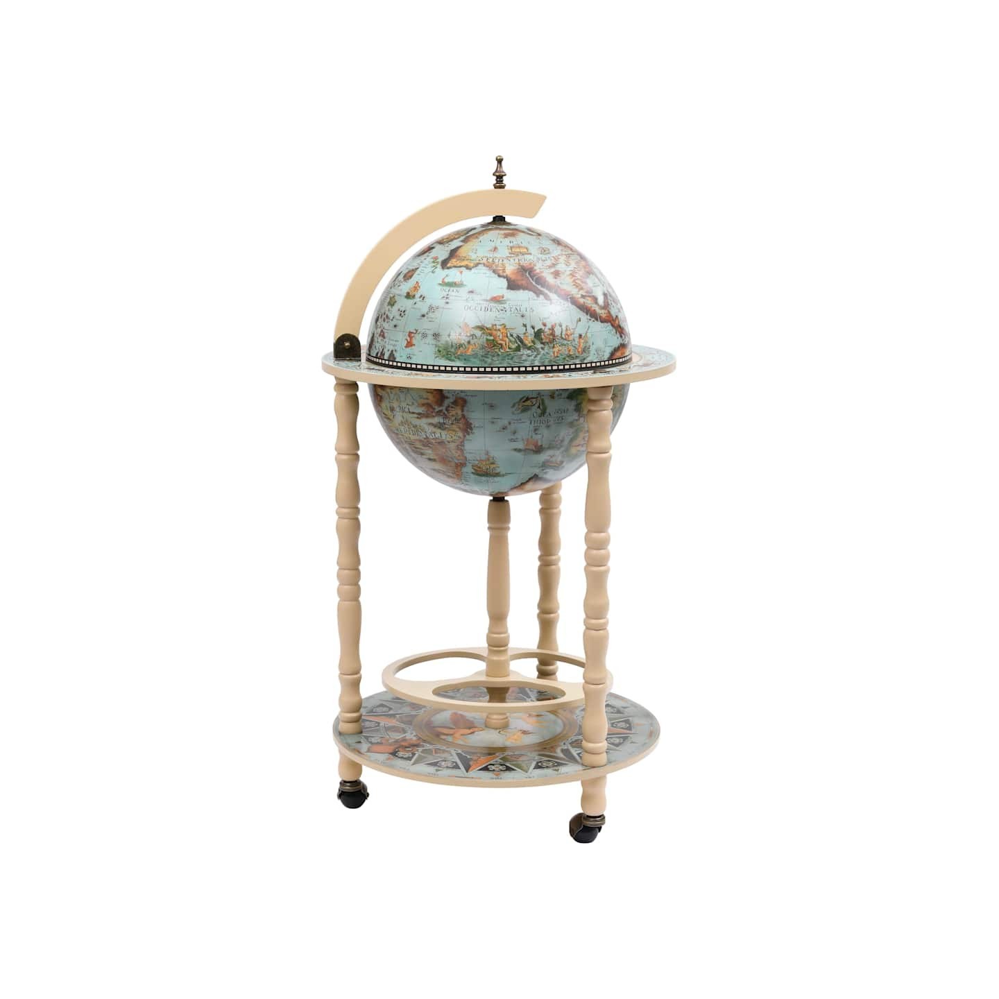 Bar sous forme de globe Bois d'eucalyptus Bleu
