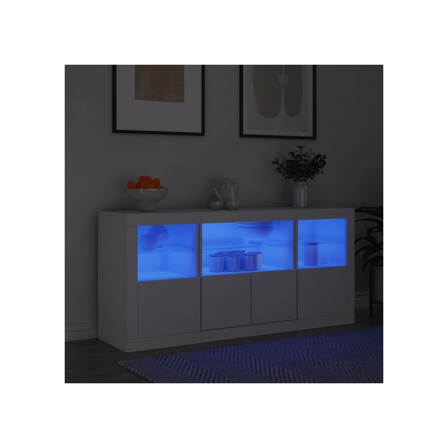 Buffet avec lumières LED blanc 142,5x37x67 cm