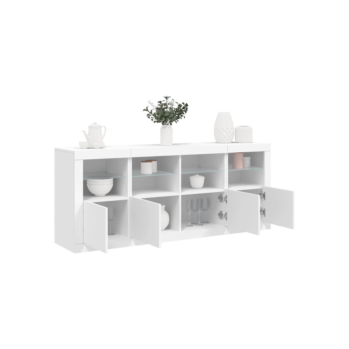 Buffet avec lumières LED blanc 163x37x67 cm