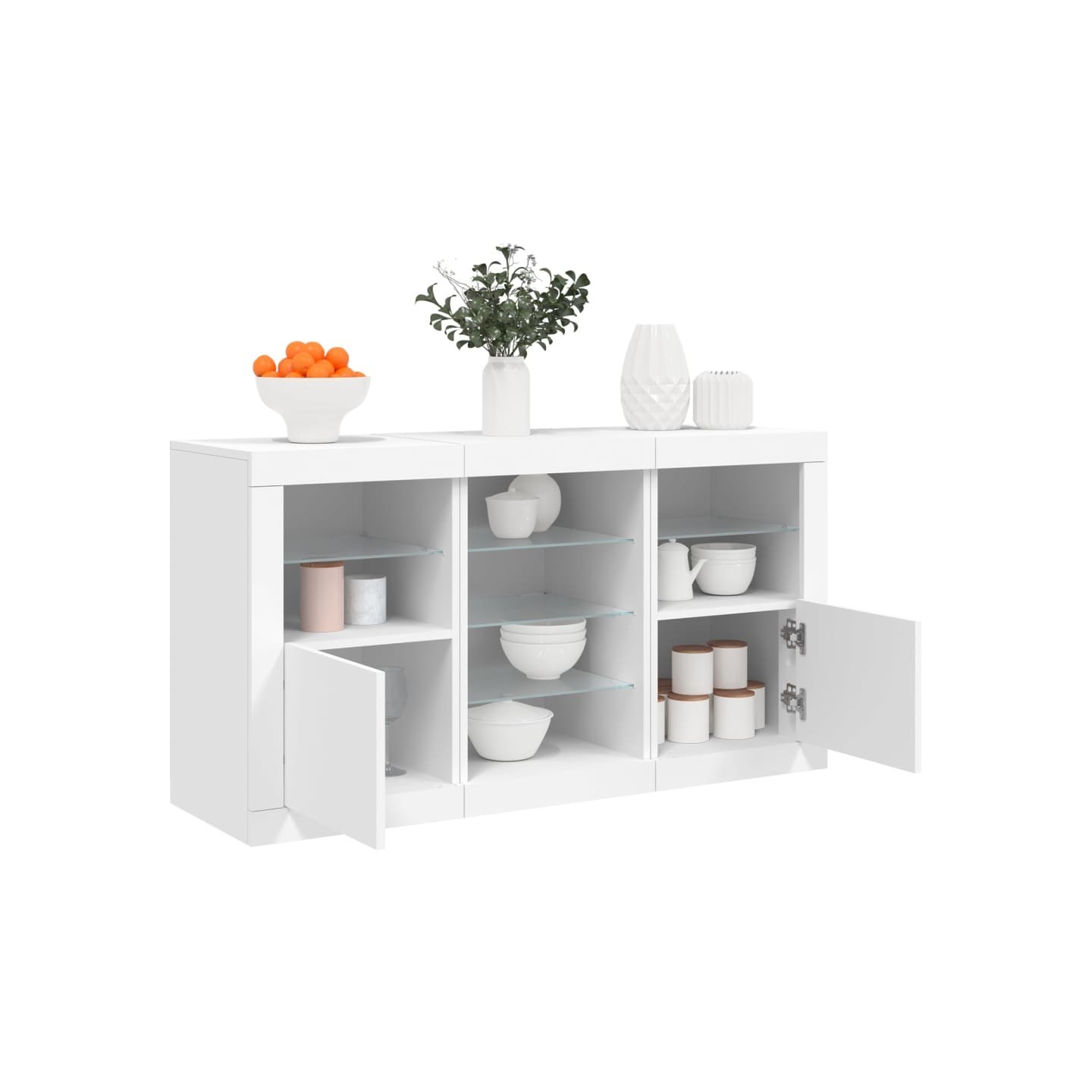 Buffet avec lumières LED blanc 123x37x67 cm