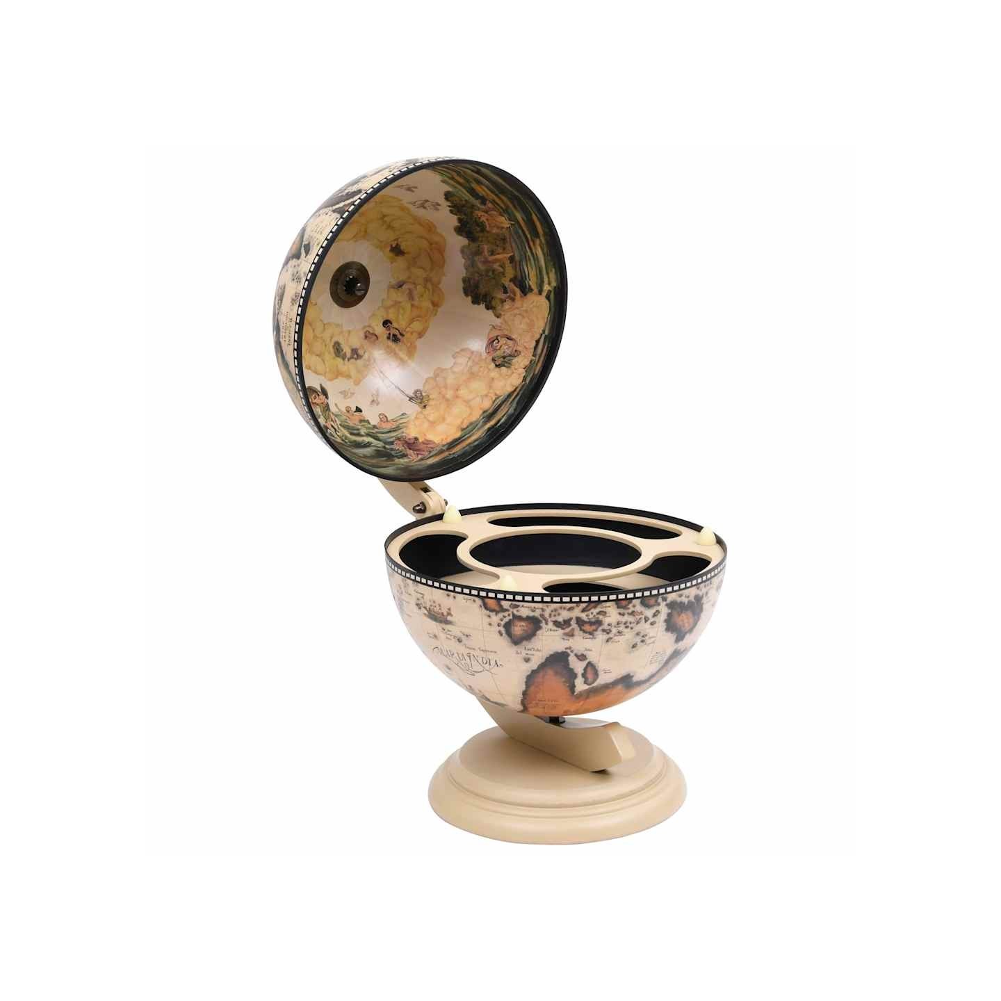 Support de vin globe de dessus de table Bois d'eucalyptus Blanc