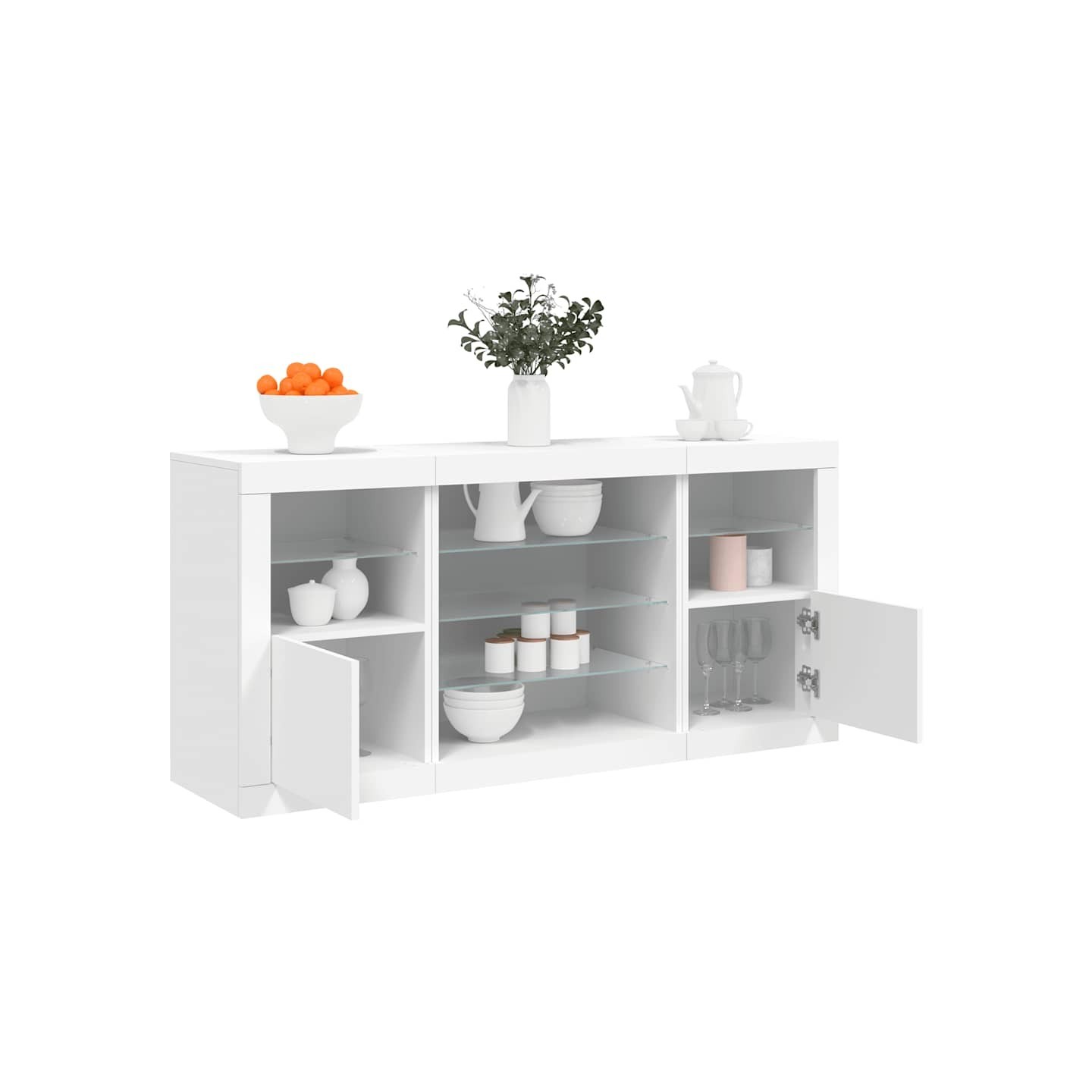 Buffet avec lumières LED blanc 142,5x37x67 cm