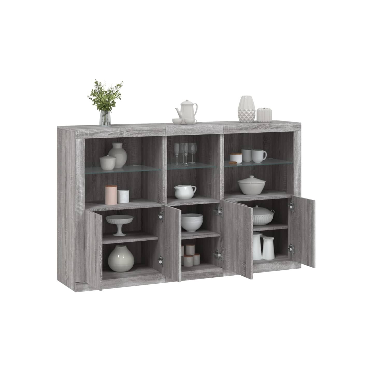 Buffet avec lumières LED sonoma gris 162x37x100 cm