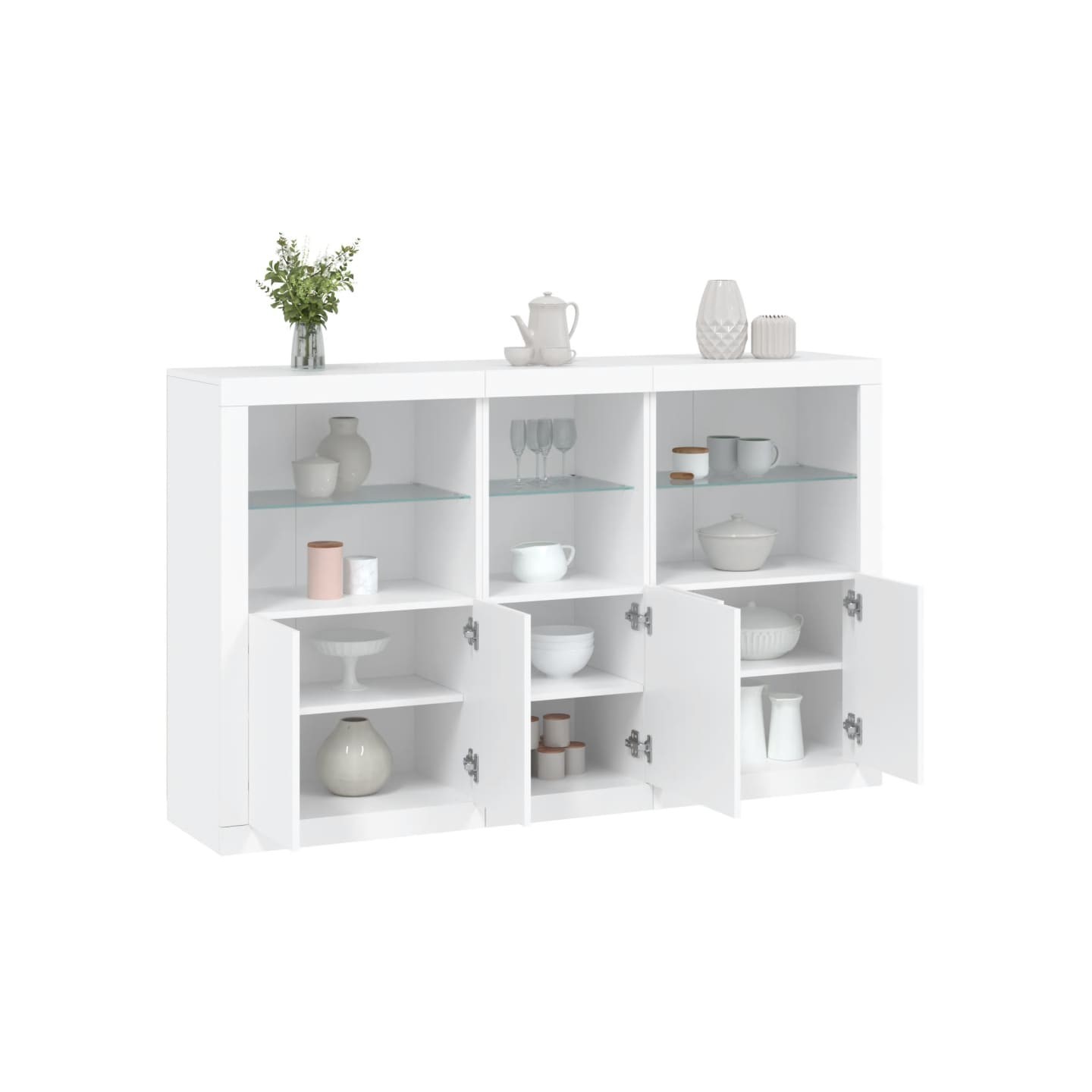 Buffet avec lumières LED blanc 162x37x100 cm