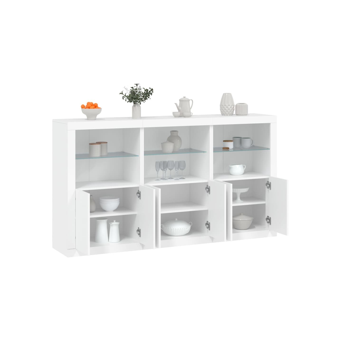 Buffet avec lumières LED blanc 181,5x37x100 cm