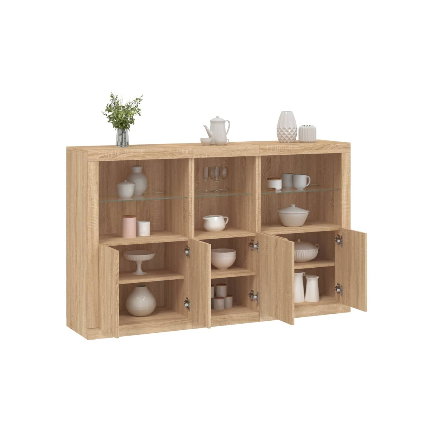 Buffet avec lumières LED chêne sonoma 162x37x100 cm