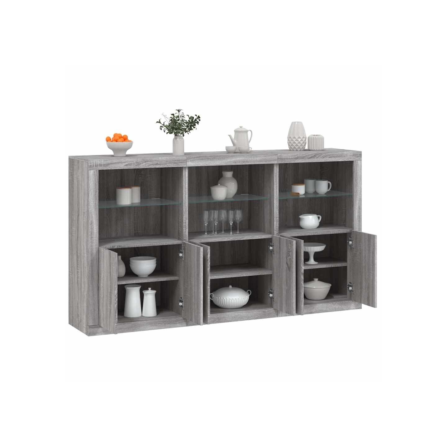 Buffet avec lumières LED sonoma gris 181,5x37x100 cm
