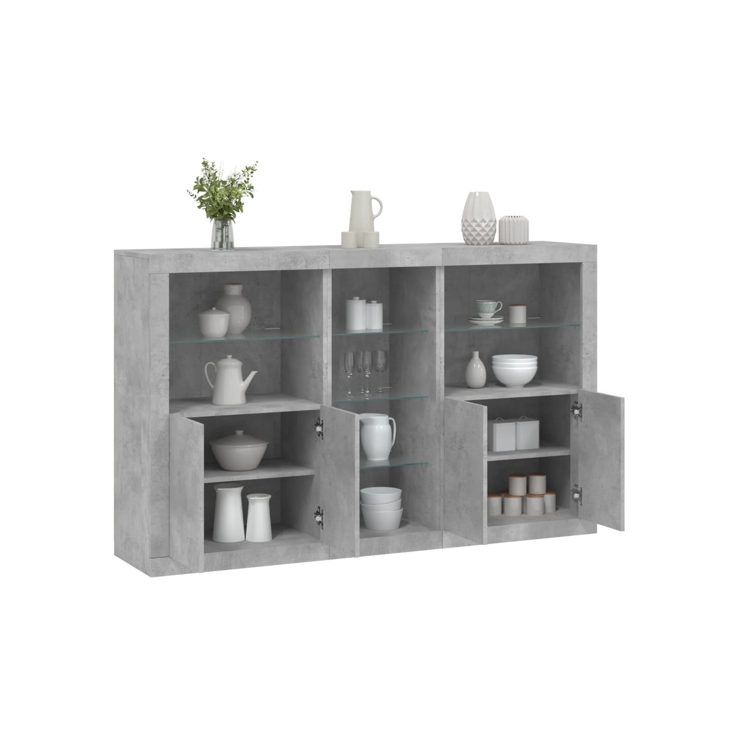 Buffet avec lumières LED gris béton 162x37x100 cm