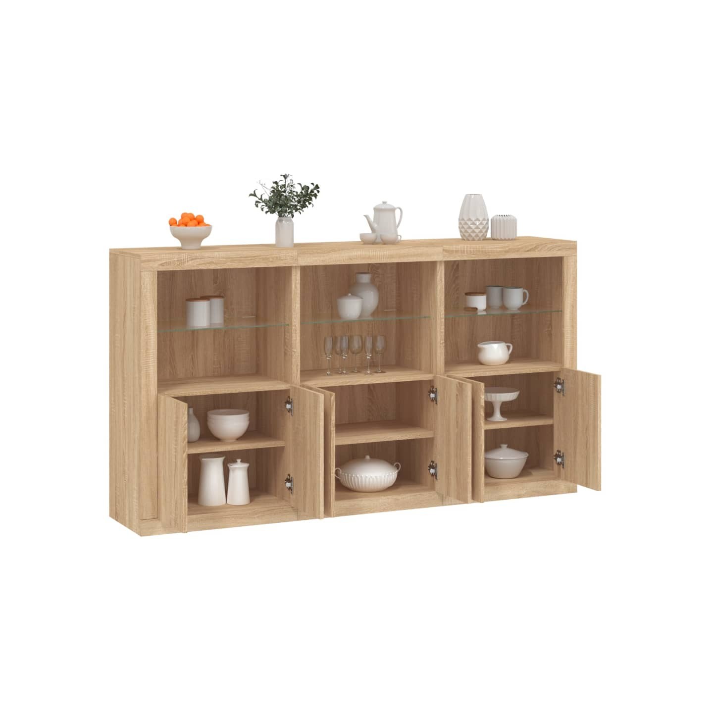 Buffet avec lumières LED chêne sonoma 181,5x37x100 cm