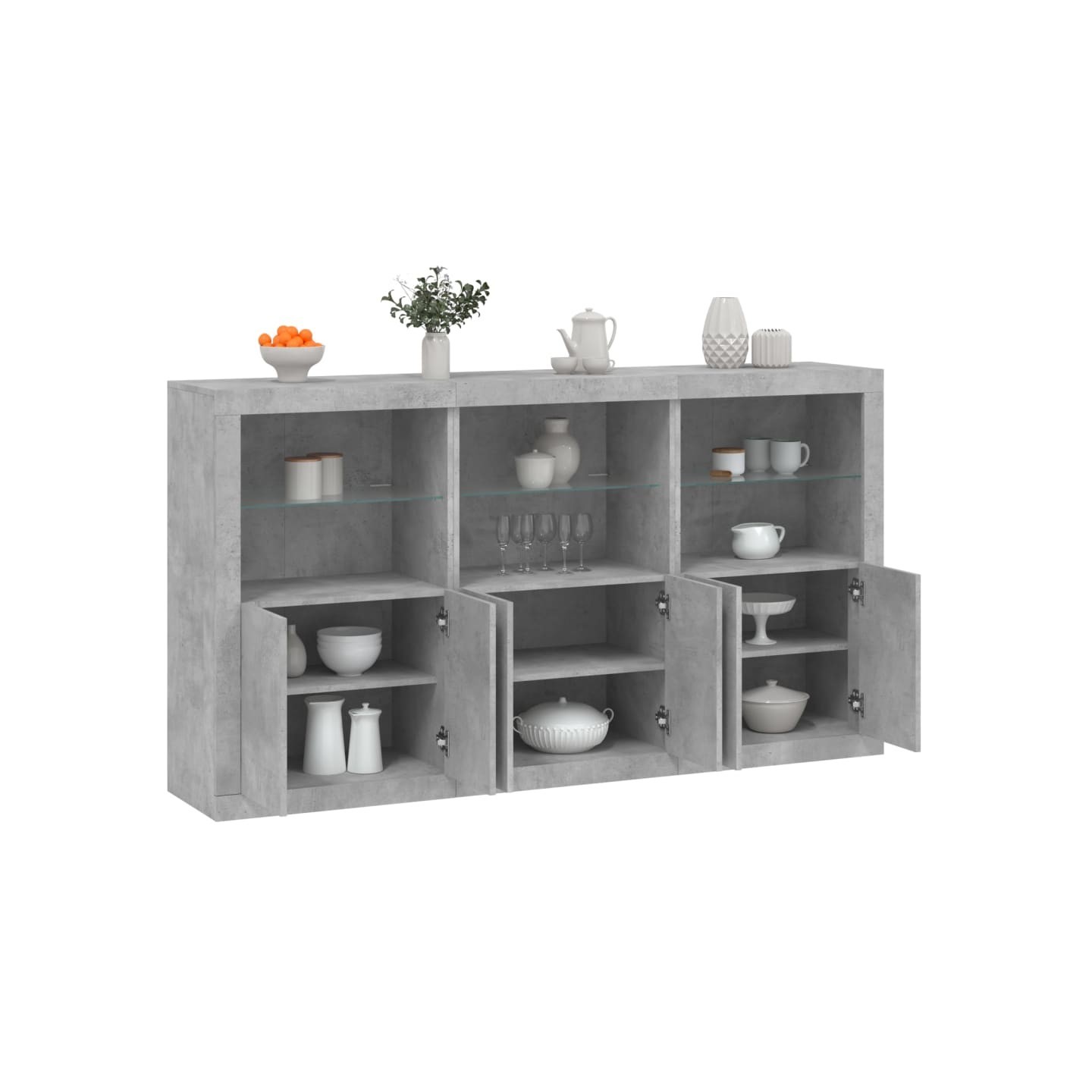 Buffet avec lumières LED gris béton 181,5x37x100 cm