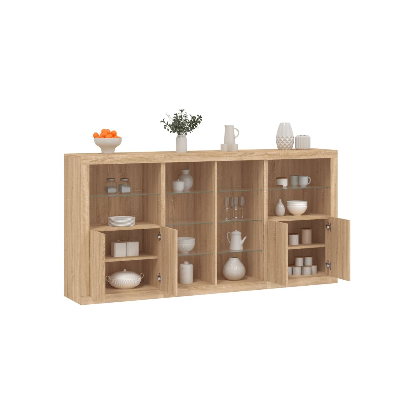 Buffet avec lumières LED chêne sonoma 202x37x100 cm