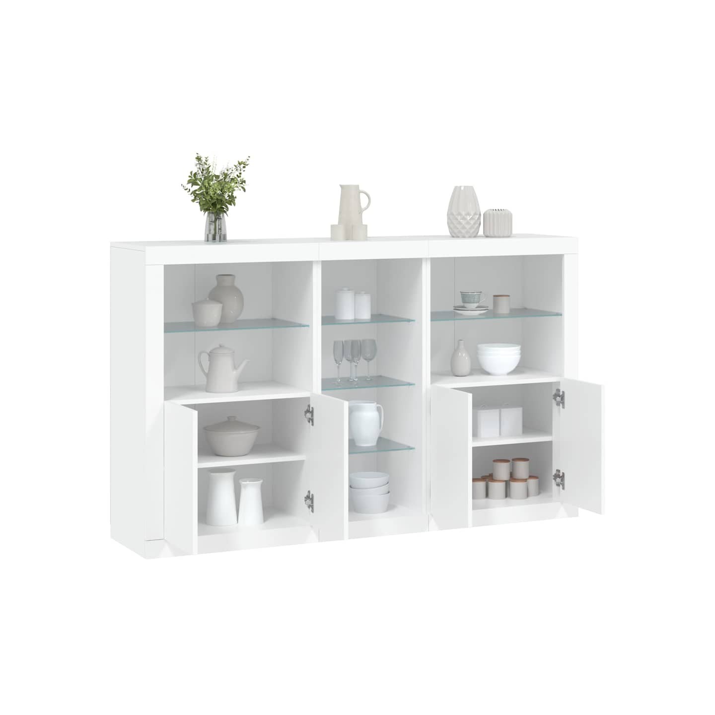 Buffet avec lumières LED blanc 162x37x100 cm