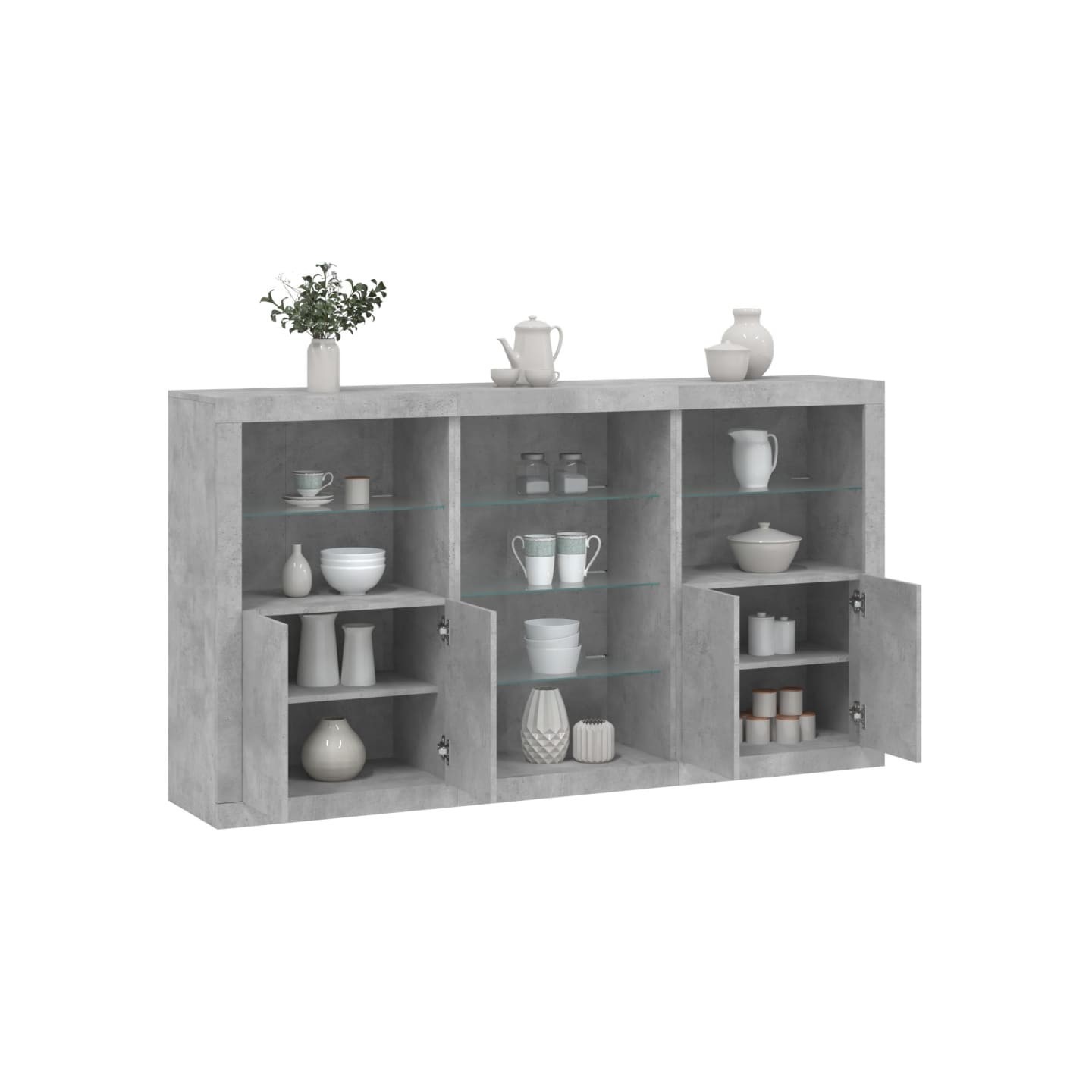 Buffet avec lumières LED gris béton 181,5x37x100 cm
