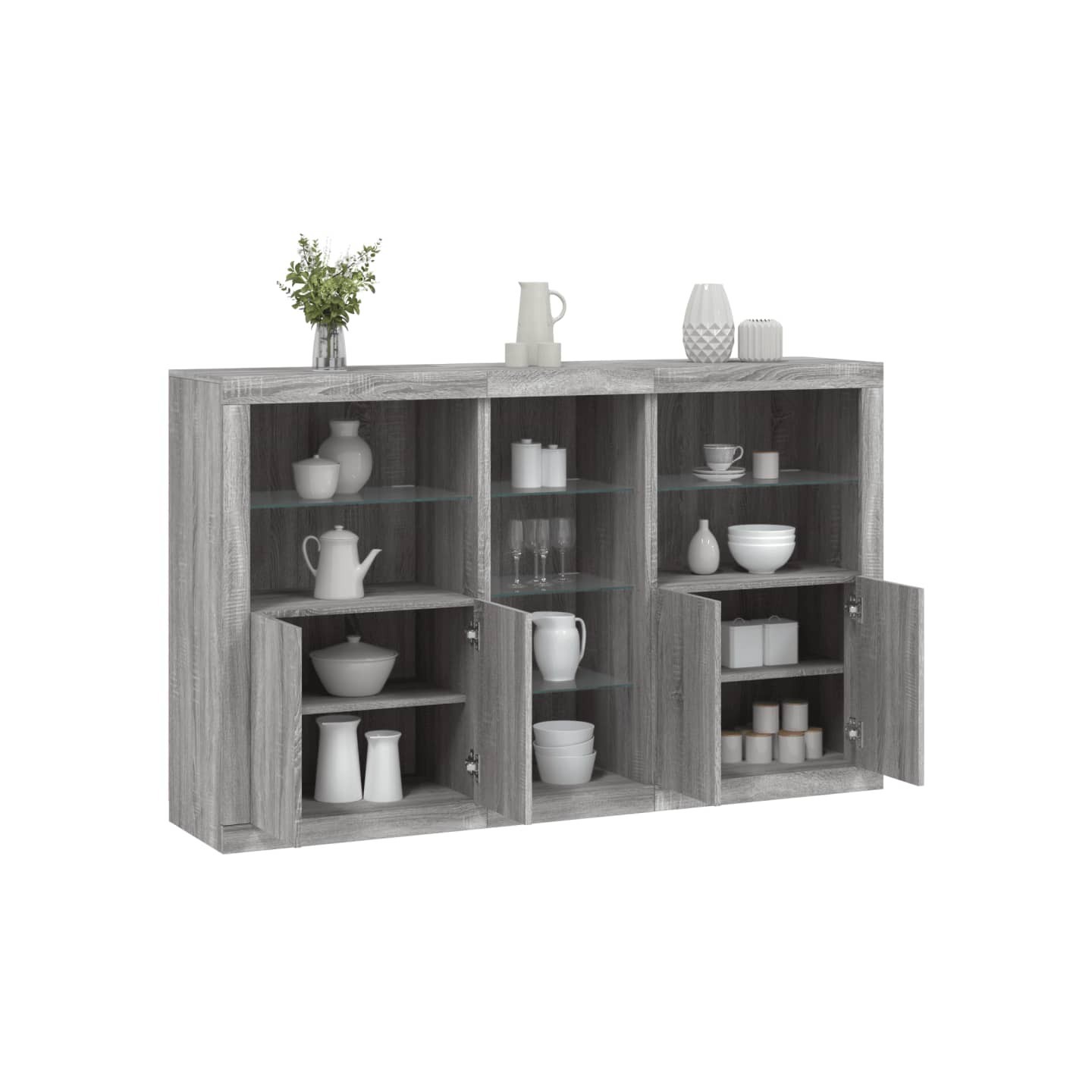Buffet avec lumières LED sonoma gris 162x37x100 cm