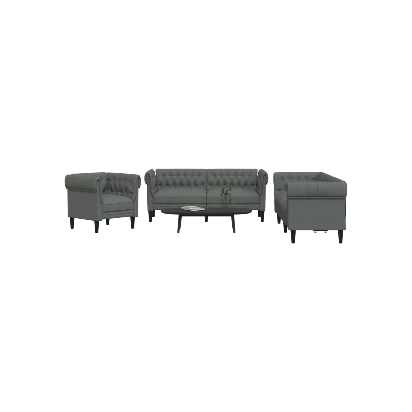 Ensemble de canapés 3 pcs gris foncé tissu