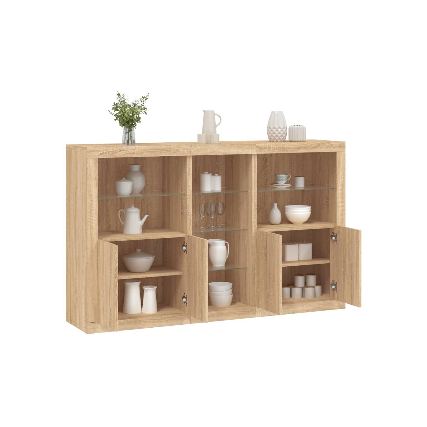 Buffet avec lumières LED chêne sonoma 162x37x100 cm
