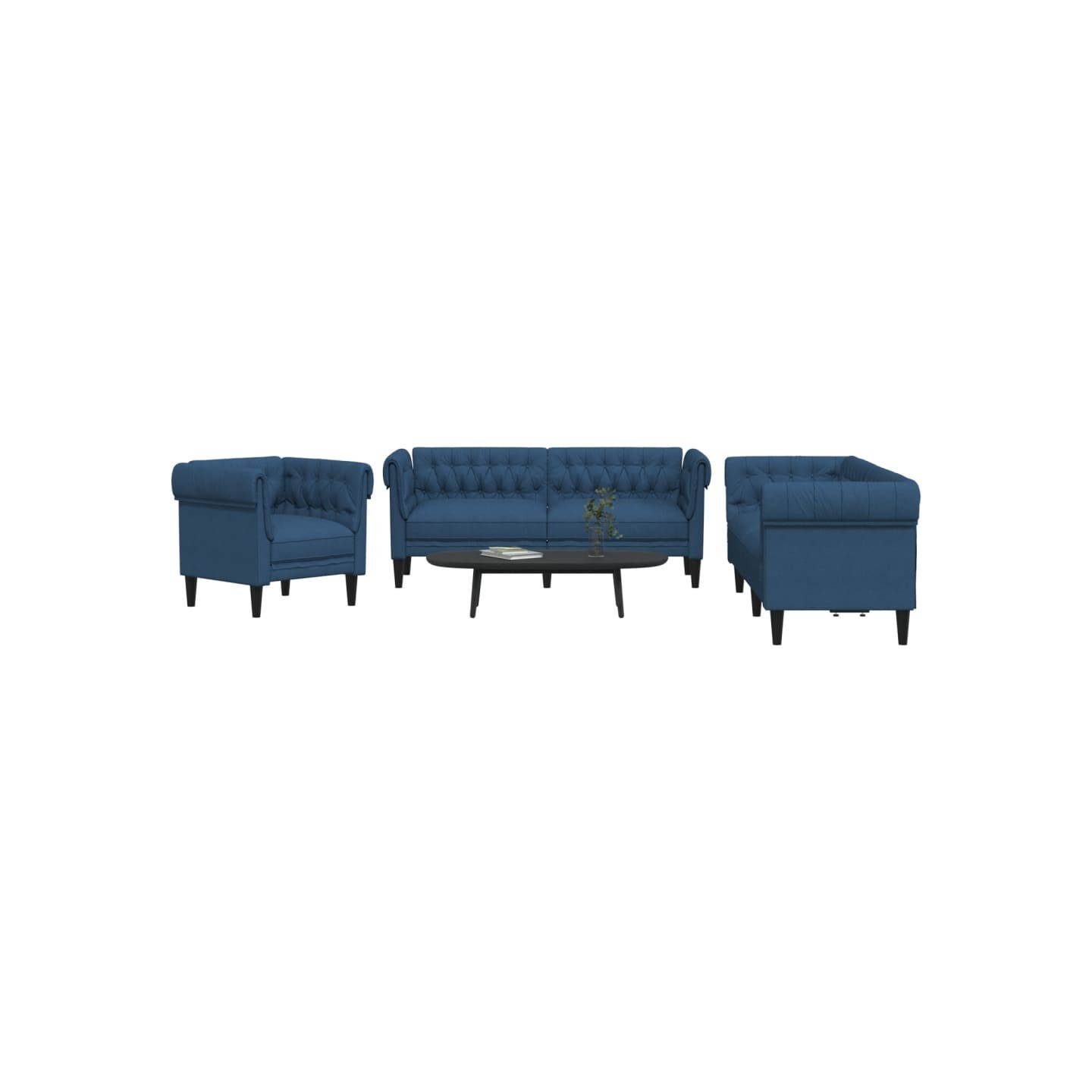 Ensemble de canapés 3 pcs bleu tissu
